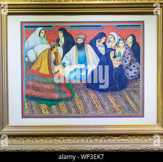 Harem, pittura ad acquarello, Golestan Palace, Teheran, Iran Foto Stock