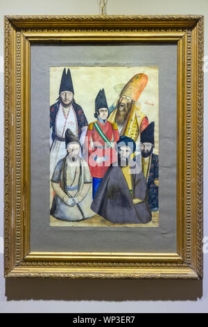 La pittura ad acquerello, secolo XIX, Golestan Palace, Teheran, Iran Foto Stock