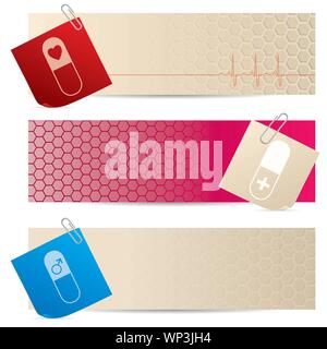 Banner medico con annesso notepapers Illustrazione Vettoriale