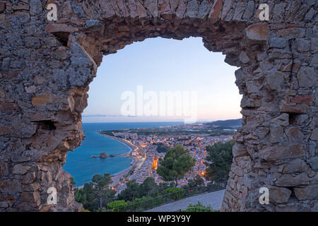 Porta il CASTELLO DI SANT JOAN Blanes Costa Brava Girona Catalogna SPAGNA Foto Stock