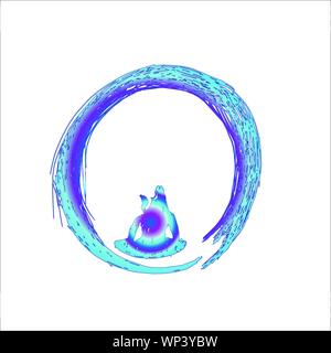 Illustrazione a colori di shiva in un cerchio di zen. Tatuaggio idea. Illustrazione Vettoriale