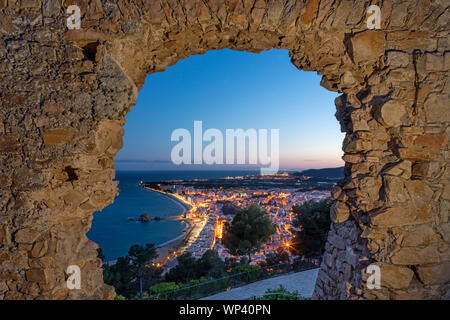 Porta il CASTELLO DI SANT JOAN Blanes Costa Brava Girona Catalogna SPAGNA Foto Stock