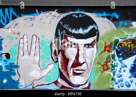 Graffiti di Leonard Nimoy come il signor Spock di Star Trek Foto Stock