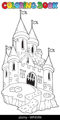 Libro da colorare con Castle 1 Illustrazione Vettoriale