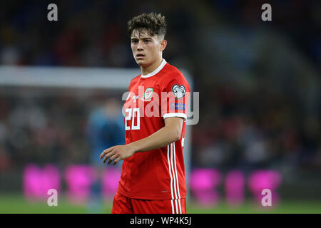 Cardiff, Regno Unito. 06 Sep, 2019. Daniel James del Galles in azione. Il Galles v Azerbaigian , UEFA campionato europeo 2020 partita di qualificazione, gruppo e al Cardiff City Stadium di Cardiff, venerdì 6 settembre 2019. Solo uso editoriale. pic da Andrew Orchard/Andrew Orchard fotografia sportiva/Alamy Live News Foto Stock