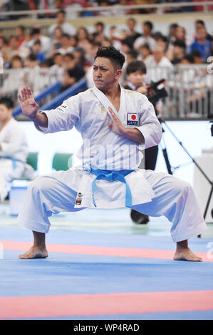 Nippon Budokan di Tokyo, Giappone. 7 Sep, 2019. Ryo Kiyuna (JPN), 7 settembre 2019 - karate karate :1 Premier League Tokyo 2019 uomini individuale kata eliminatoria al Nippon Budokan di Tokyo, Giappone. Credito: Itaru Chiba/AFLO/Alamy Live News Foto Stock