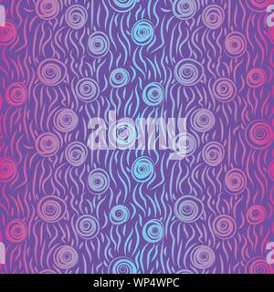 Vettore di seamless pattern con rose stilizzate e zebra stripes in ultravioletto gradienti olografico Illustrazione Vettoriale