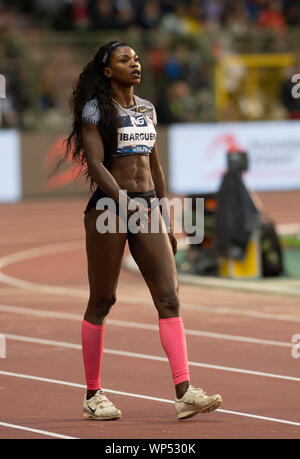 Bruxelles, Belgio. 07Th Sep, 2019. Caterine Ibarguen (COL) durante la IAAF Diamond League atletica al King Baudouin Stadium di Bruxelles. Credito: SOPA Immagini limitata/Alamy Live News Foto Stock