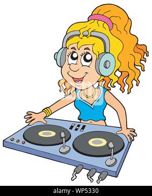 Cartoon DJ girl Illustrazione Vettoriale