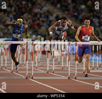 Bruxelles, Belgio. 07Th Sep, 2019. Orlando Ortega (C) in azione durante la IAAF Diamond League atletica al King Baudouin Stadium di Bruxelles. Credito: SOPA Immagini limitata/Alamy Live News Foto Stock