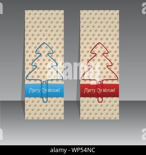 Natale design etichetta con alberi a forma di graffetta Illustrazione Vettoriale