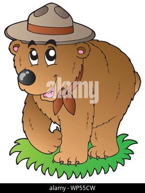 Cartoon felice orso scout Illustrazione Vettoriale