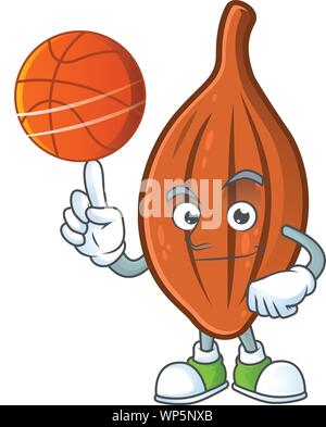 Con basket semi choco cartoon con il simbolo mascotte Illustrazione Vettoriale
