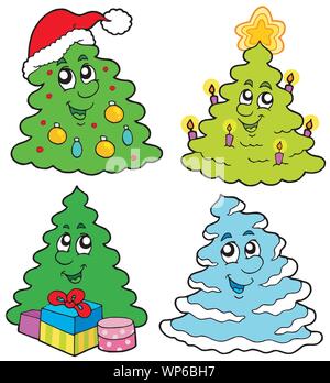 Vari cartoon di alberi di Natale Illustrazione Vettoriale