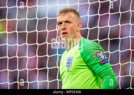 Londra, Regno Unito. 07Th Sep, 2019. La Giordania Pickford di Inghilterra durante la UEFA 2020 Campionato Europeo il qualificatore match tra Inghilterra e la Bulgaria allo Stadio di Wembley a Londra, Inghilterra il 7 settembre 2019. Foto di Salvio Calabrese. Solo uso editoriale, è richiesta una licenza per uso commerciale. Nessun uso in scommesse, giochi o un singolo giocatore/club/league pubblicazioni. Credit: UK Sports Pics Ltd/Alamy Live News Foto Stock