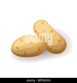 Patate fresche in peel icona isolato, Biologico di fattoria cibo sano, vegetale, illustrazione vettoriale. Illustrazione Vettoriale