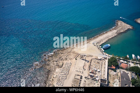 Vista superiore dell'antico anfiteatro Foto Stock