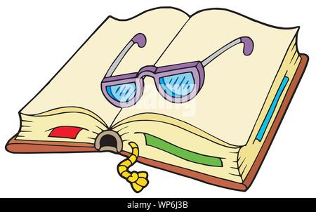 Libro aperto con gli occhiali Illustrazione Vettoriale