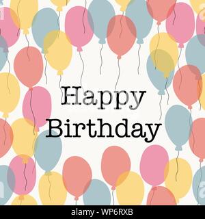 Buon compleanno tipografia design vettoriali con palloncini. Modello di progetto per la celebrazione di compleanno. Biglietti di auguri Illustrazione Vettoriale