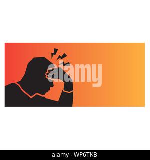 Silhouette di uomo con dolori di testa Illustrazione Vettoriale