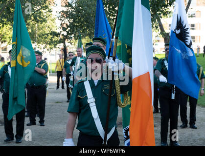 Glasgow, Scotland, Regno Unito. 7 Sep, 2019. Secondo controverso marzo a Glasgow marzo questa volta da IRPWA. Il repubblicano irlandese prigionieri Welfare Association è un dissidente partito repubblicano che supporta il repubblicano prigionieri. Essa ha legami con il partito politico Saoradh e 32 la sovranità della contea di movimento. Credito: Iain Masterton/Alamy Live News Foto Stock