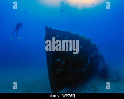 Relitto della MV Cominoland al largo della costa di Gozo, Malta Foto Stock