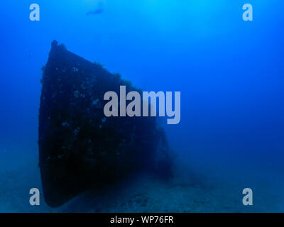 Relitto della MV Cominoland al largo della costa di Gozo, Malta Foto Stock