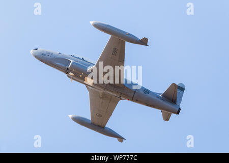 T-33 Shooting Star catturato all'Airshow di Southport nel settembre 2019. Foto Stock