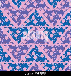 Vettore senza giunture hevron geometri pattern con ornamenti floreali Illustrazione Vettoriale