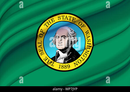 Washington sventola bandiera illustrazione. Stati degli Stati Uniti. Perfetto per lo sfondo e utilizzo di texture. Foto Stock