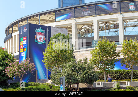 BJK Vodafone Park Stadium e Liverpool tag prima di UEFA Super Cup Final 2019. Foto Stock