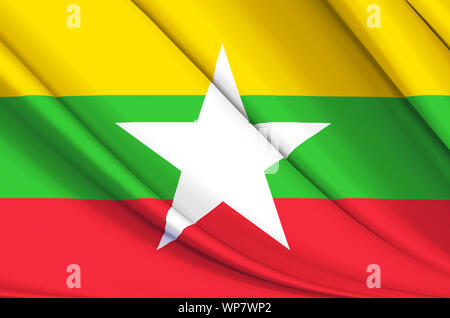 Myanmar sventola bandiera illustrazione. Paesi dell Asia. Perfetto per lo sfondo e utilizzo di texture. Foto Stock