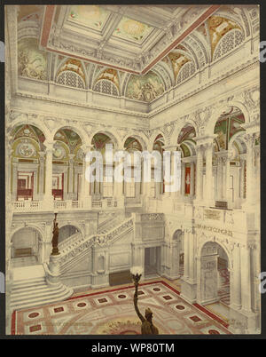 La Biblioteca del Congresso, la scalinata centrale hall; Foto Stock