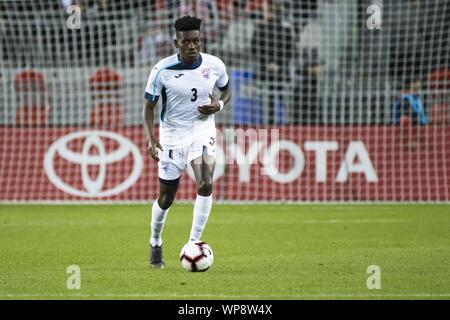 Toronto, Ontario, Canada. 7 Sep, 2019. Erick Rizo (3) in azione durante il Canada vs Cuba - Lega delle Nazioni il qualificatore di credito di gioco: Angelo Marchini/ZUMA filo/Alamy Live News Foto Stock