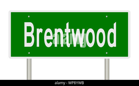 Il rendering di un verde autostrada segno per Brentwood Foto Stock