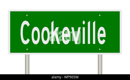 Il rendering di un verde autostrada segno per Cookeville Tennessee Foto Stock
