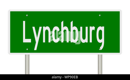 Il rendering di un verde autostrada segno per Lynchburg Tennessee Foto Stock