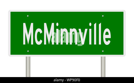Il rendering di un verde autostrada segno per McMinnville Foto Stock