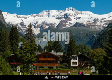 Il Monte Rosa visto da Gressoney, Italia Foto Stock