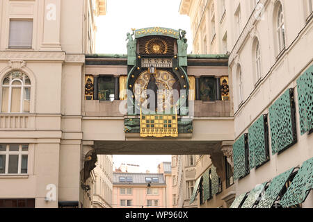 Orologio di ancoraggio Hoher Markt Vienna Austria Foto Stock