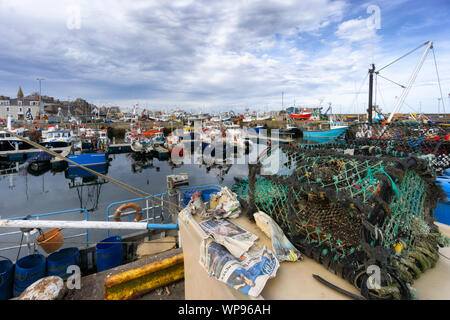 Fraserburgh, Scozia - Agosto 24 2019: barche da pesca nel porto di Fraserburgh Foto Stock