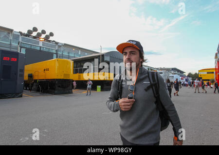 FERNANDO ALONSO (ESP) durante il Grand Prix di Heineken Italia 2019 - sabato - Paddock , Monza (MB), Italia, 07 set 2019, motori campionato di Formula 1 Foto Stock