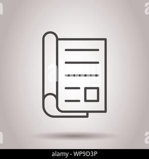 Rivista icona pagina in stile appartamento. News illustrazione vettoriale su sfondo isolato. Brochure il concetto di business. Illustrazione Vettoriale