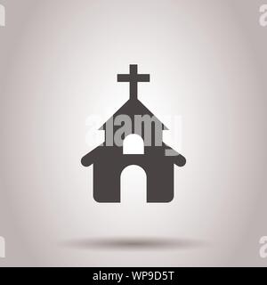 Icona della chiesa in stile appartamento. Cappella illustrazione vettoriale su sfondo isolato. Edificio religioso il concetto di business. Illustrazione Vettoriale
