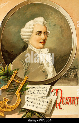 Wolfgang Amadeus Mozart. Musicista e compositore. 1756-1791. Illustrazione di antiquariato. Libro di storia. 1897. Foto Stock