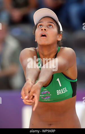 Roma, Italia - settembre 07,2019:Patricia/Rebecca e Agata/Duda durante le semifinali - Donne World Tour Roma Beach Volley finali 2018/2019, Olympic i qualificatori match Brasile vs Brasile, a Roma lo Stadio di tennis. Foto Stock