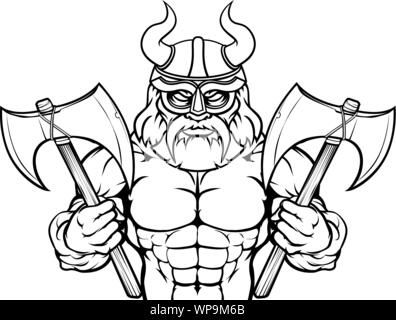 Viking Cartoon mascotte sportive Illustrazione Vettoriale