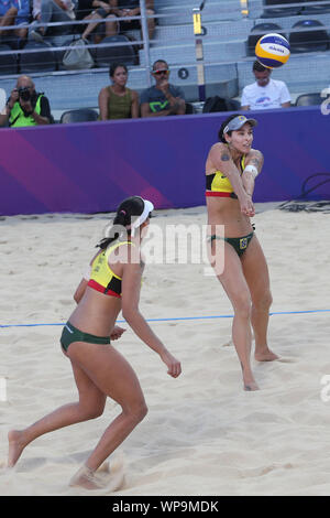 Roma, Italia - settembre 07,2019:Patricia/Rebecca e Agata/Duda durante le semifinali - Donne World Tour Roma Beach Volley finali 2018/2019, Olympic i qualificatori match Brasile vs Brasile, a Roma lo Stadio di tennis. Foto Stock