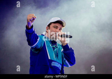 Berlino, Germania. 07Th Sep, 2019. Marteria, rapper, suona presso il festival di Lollapalooza Berlin sulla base dello Stadio Olimpico. Credito: Christoph Soeder/dpa/Alamy Live News Foto Stock