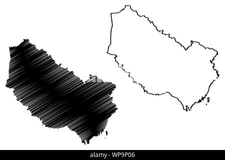 La Contea di Vasterbotten (contee della Svezia e Regno di Svezia) mappa illustrazione vettoriale, scribble schizzo Västerbotten mappa Illustrazione Vettoriale